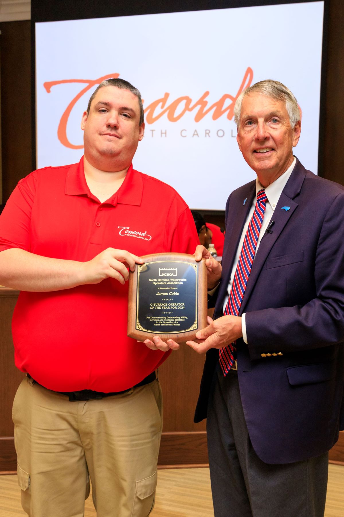 James Coble, C Operator of the Year Awardee, with Mayor Dusch